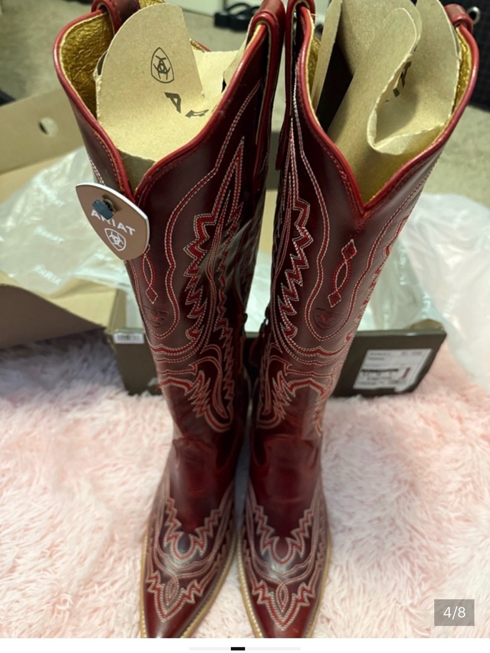 Ariat Burgundy Red Leather WesternBoots - w side inside zipper, Women's - Picture 2 of 4